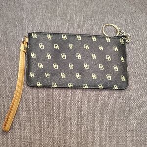 Dooney & Bourke Black & Tan Logo Wristlet